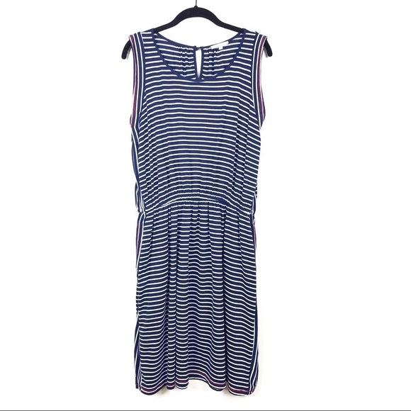 Mystree Navy Nautical Stripe Cinched Waist Dress L - Picture 4 of 10